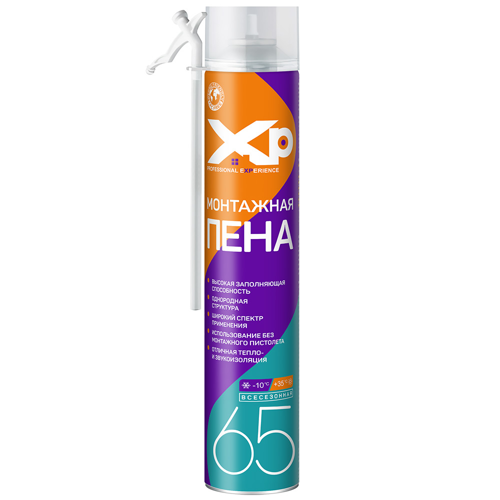 Монтажная пена XP 750 мл, 750 г, (65л) всесезонная/12