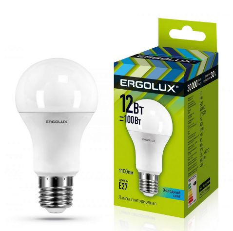 Светодиод. лампа A60 12Вт Е27 4К Ergolux