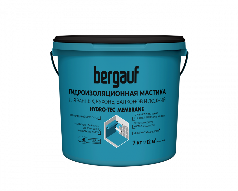 Мастика гидроизоляционная 7 кг Hydro-Tec Membrane Bergauf