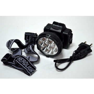 Фонарь налобный аккумуляторный LED 5362 черный 7LED 2 режима Ultraflash