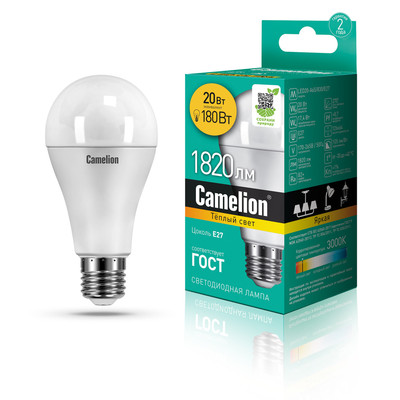 Светодиод. лампа A65 20Вт Е27 830 Camelion