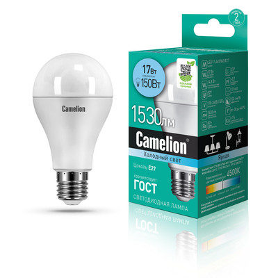 Светодиод. лампа A65 17Вт Е27 845 Camelion