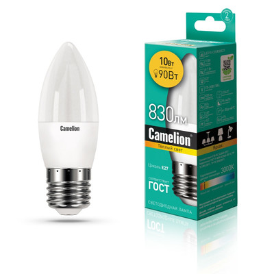 Светодиод. лампа C35 10Вт Е27 830 Camelion