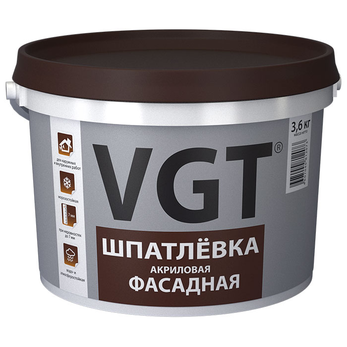Шпатлевка фасадная 3,6 кг ВГТ/4