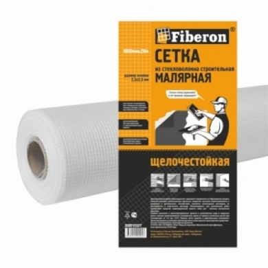 Сетка стеклотканевая армированная малярная (2*2) 100см*20м/Fiberon