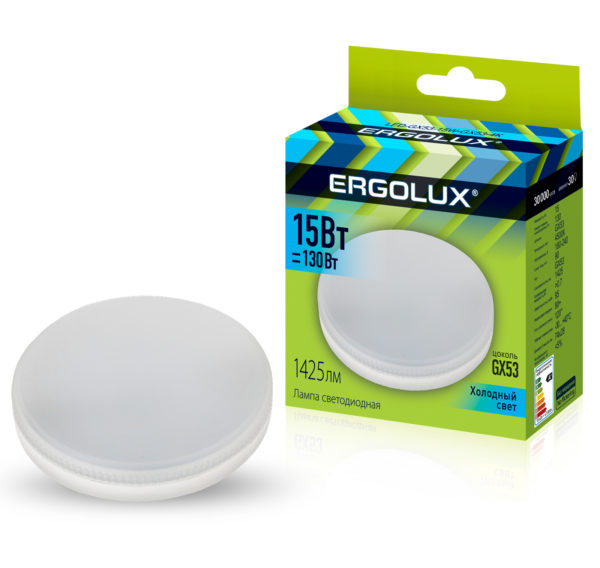 Светодиод. лампа GX53 15Вт 4К Ergolux
