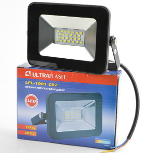 Прожектор светодиодный 10Вт 6500К LFL-1001 C02 черный Ultraflash