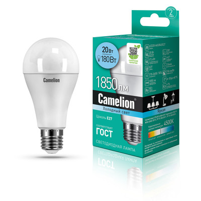 Светодиод. лампа A65 20Вт Е27 845 Camelion