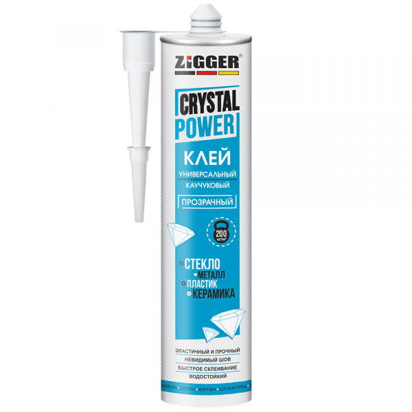 Клей каучуковый универсальный  CRYSTAL POWER прозрачный 320 г  ZIGGER/24