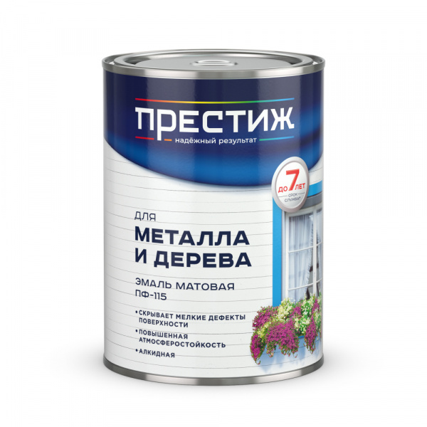 Эмаль ПФ-115 белая 0,9 кг МАТОВАЯ Престиж/14
