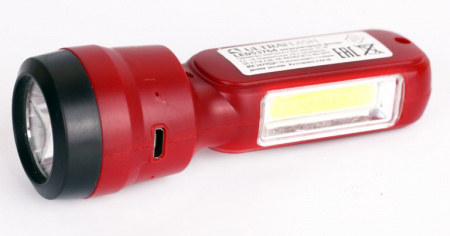 Фонарь аккумуляторный LЕD53764 красный 2LED 2 режима USB Ultraflash