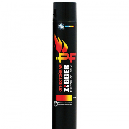 Пистолетная пена ZIGGER FIRESTOP профессиональный ОГНЕСТОЙКАЯ 750 мл (65л) 910 г/12