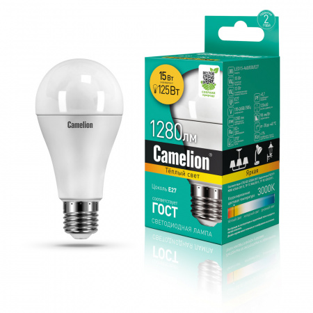 Светодиод. лампа A60 15Вт Е27 830 Camelion