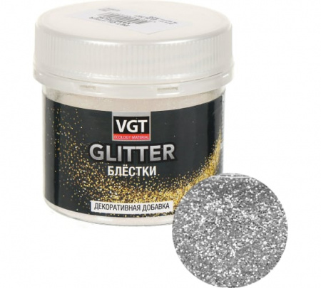 Глиттер серебро PET GLITTER 0,05 кг ВГТ/12