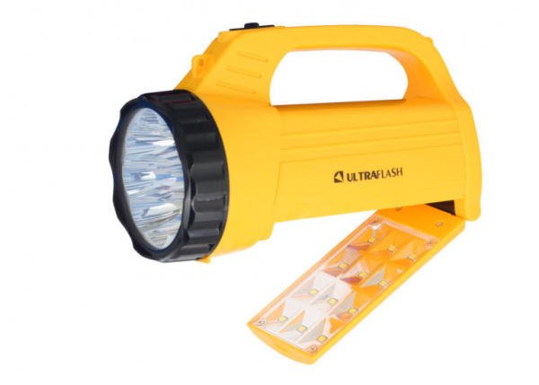 Фонарь аккумуляторный LED3819 CSM черн /желтый 2 режима Ultraflash