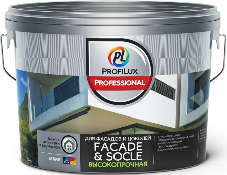 Краска ВД для фасадов и цоколей 2,5 кг FACADE&SOCLE БАЗА 1 Profilux Professional