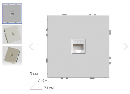 Розетка компьютерная 1-местная RJ-45 (механизм), серия Эмили, RST00-5117-01, белый фарфор, soft touc