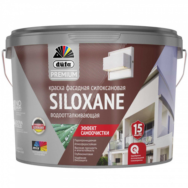 Краска ВД SILOXANE фасадная силоксановая база1 9л  DufaPremium/1