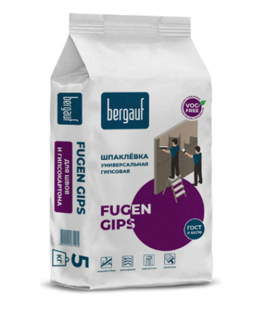 Шпатлевка гипсовая Fugen Gips 5 кг для швов универсальная  BERGAUF/6
