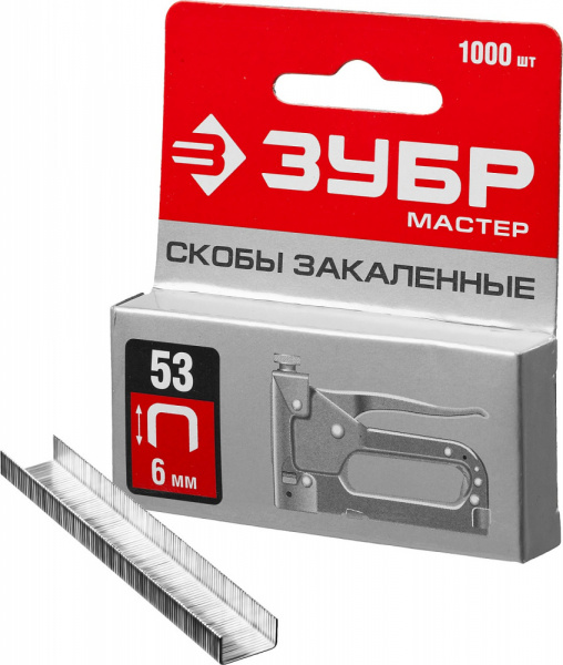 Скобы 6мм тип 53 1000шт ЗУБР