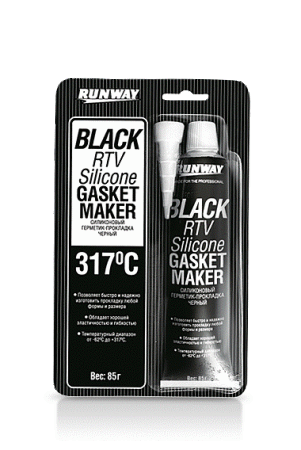Герметик-прокладка силиконовый черный 85 г RUNWAY/12