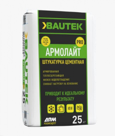 Штукатурка цементная БАУТЕК армолайт 25кг/64