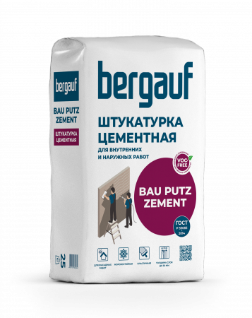 Штукатурка цементная Bau Putz Zement 25 кг BERGAUF/56