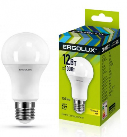 Лампа светодиодная Шар 12Вт Е27 3000К тёплый свет Ergolux