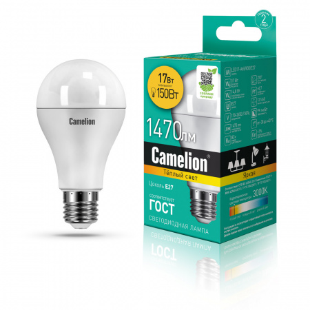 Светодиод. лампа A65 17Вт Е27 830 Camelion