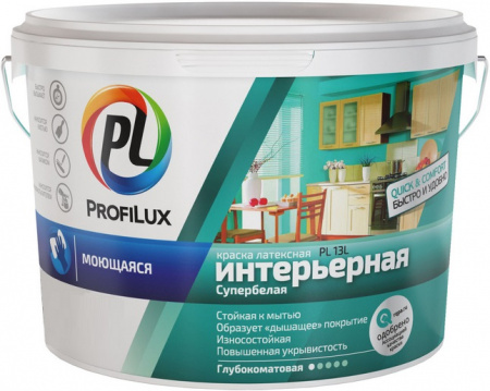 Краска ВД латексная износоустойчивая супербелая 7 кг PL-13L Profilux