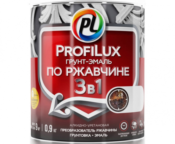 Грунт-эмаль по ржавчине черная 0,9 кг Profilux/14