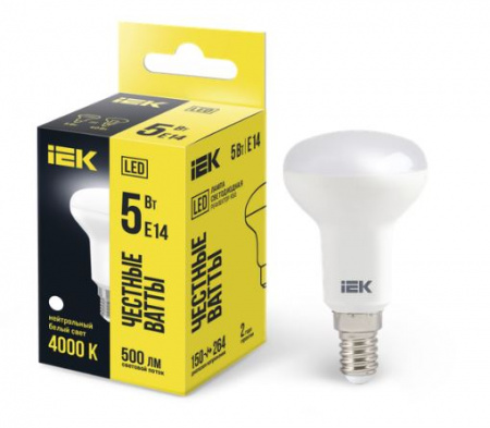 Лампа светодиодная R50 5Вт E14 4500К нейтральный белый свет IEK